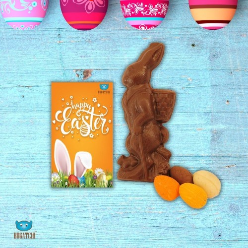 Big Chocolate Bunny - Easter Chocolate egg and small chocolate bunny, Milk Chocolate, 120g